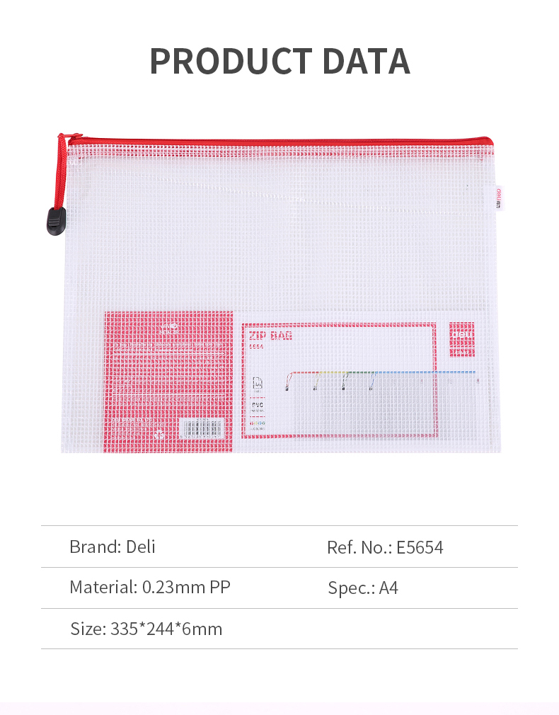 Deli E A Mesh Pvc Zip Bag